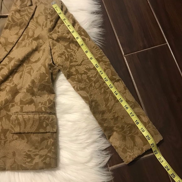 Theory Womens Crushed Velvet Blazer Size Medium Floral Baroque Gold Classic HTF - Picture 10 of 16